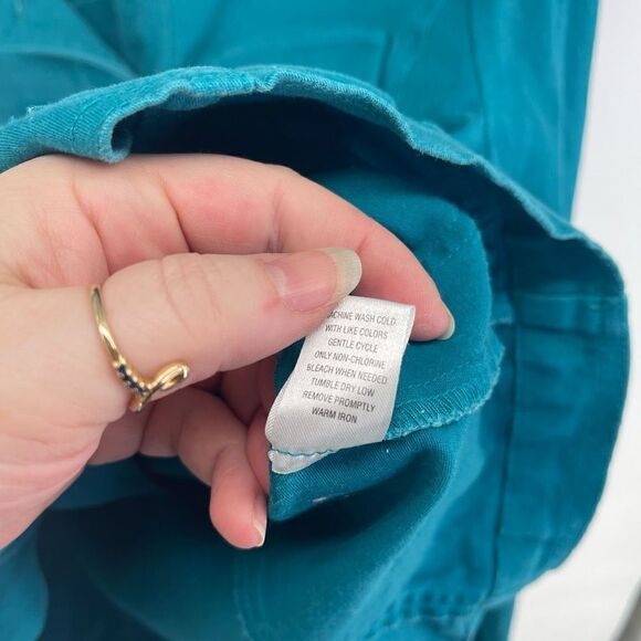 Appleseed's Women's Button Down Jacket Blazer Collared Pockets Teal Green Medium - Picture 8 of 13